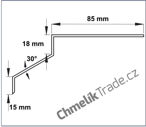 AOE 40 mm - Balkónový profil - tažený eloxovaný hliník, délka 2,5 m