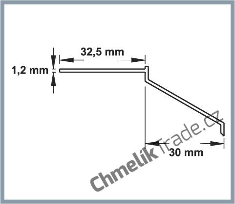 AOP 32 mm - Balkónový profil z taženého přírodního hliníku