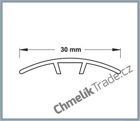 Přechodový profil oblý natloukací - šířka 30 mm - hliník eloxovaný