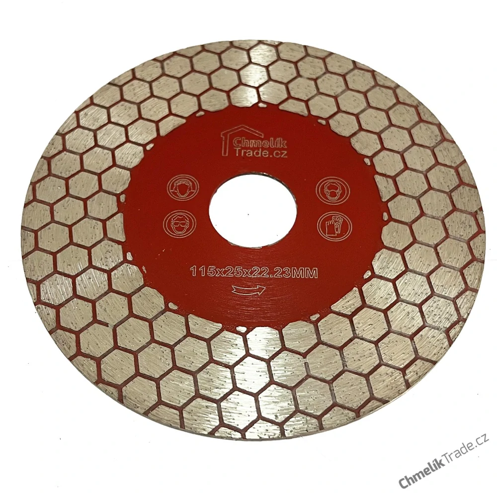 Řezný / brusný diamantový kotouč Chmelík-Jolly rohy 115 mm RED
