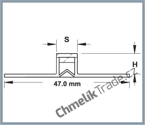 DIL 10/8 mm - Dilatační lišta plastová, výška H 10 mm, šířka S 8 mm, délka 2,5 m