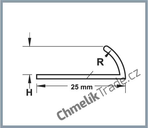 MOT - Mosazná ukončovací lišta oblouk - délka 3 m