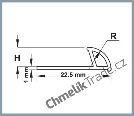 ULP - Plastová ukončovací lišta oblouk, výška H 12 mm, délka 2,5 m
