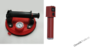 Chmelík P1 vakuová přísavka s manometrem na dlaždice + elektrická pumpa, nosnost 110 kg, Ø 200 mm